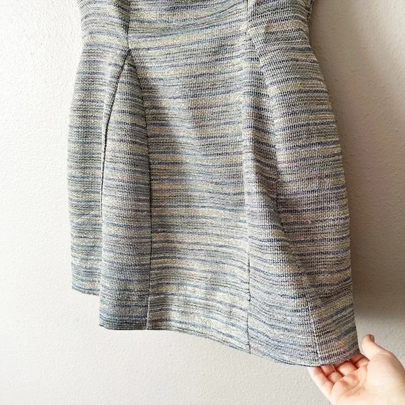 By Anthropologie Silver Metallic Tweed Fit Flare Mini Dress women's size 14‎ NEW